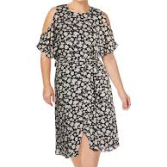 New with Tag Ralph Lauren Navy Floral Cold Shoulder Dress Size 10 - Picture 1 of 10